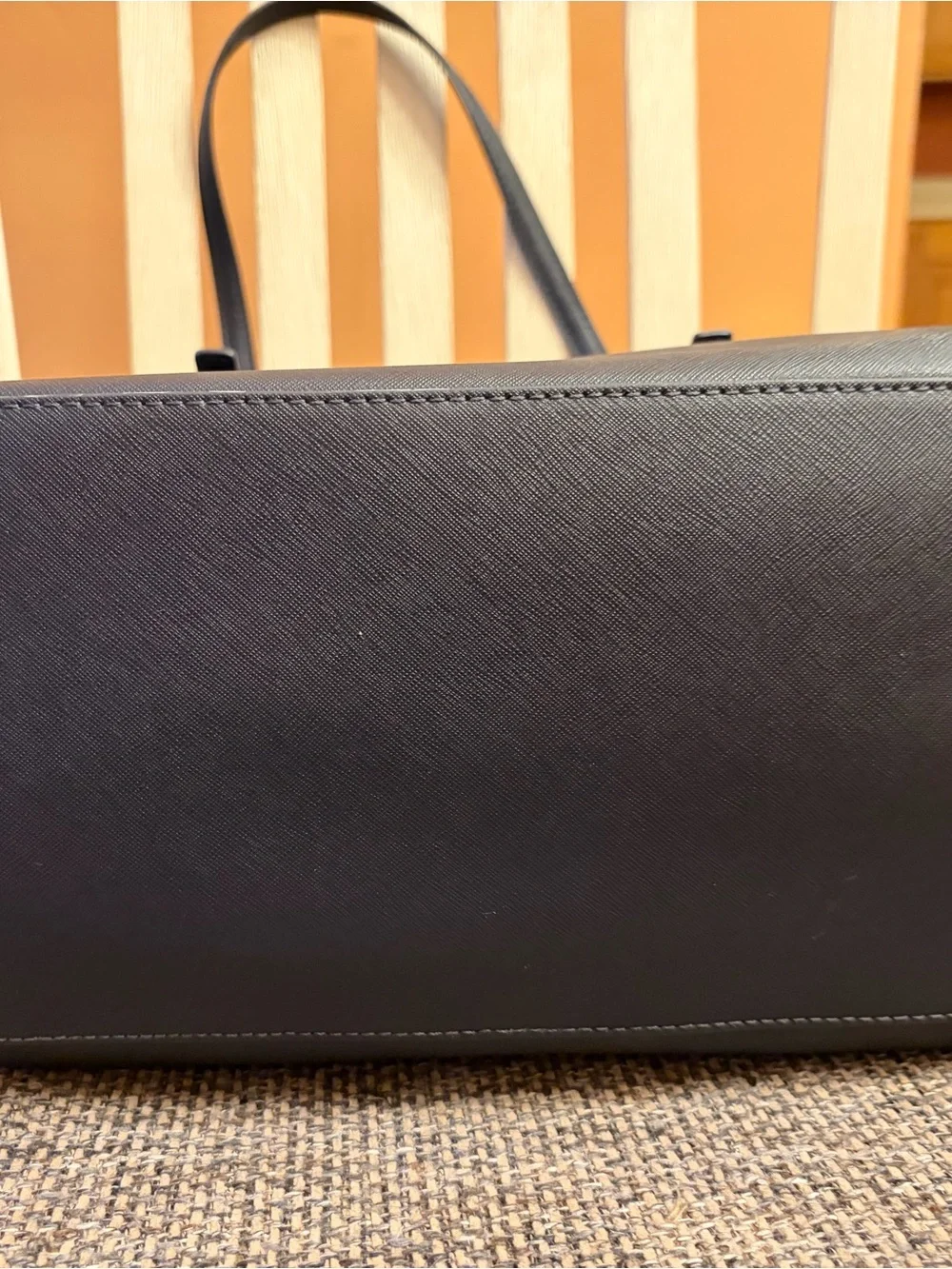 Michael Kors Navy Saffiano Leather Tote with Gold Hardware